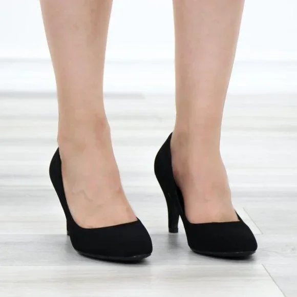 Closed Toe Low Mid Heel Dress Velvet Pump - Picture 9 of 16